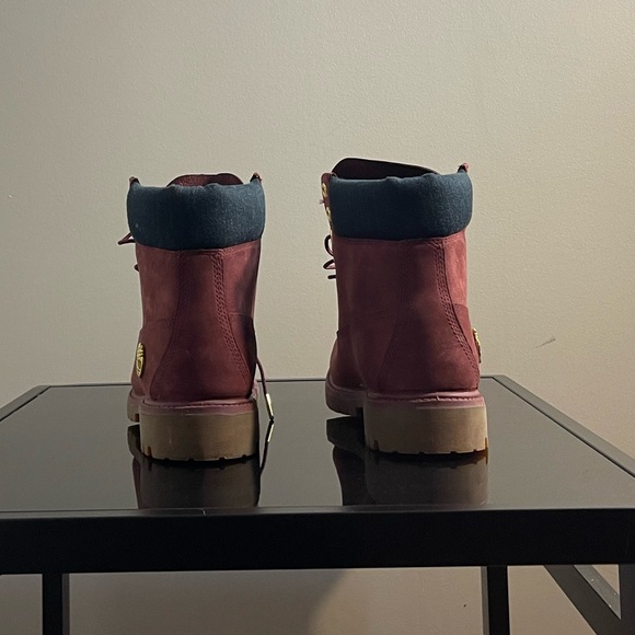 NWB - EXCLUSIVE RELEASE - Decade Old - Burgundy Timberlands 6" Boots w/ Denim - Picture 12 of 12